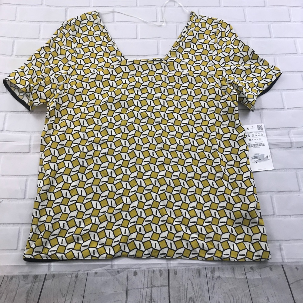 NWT Zara basic mustard geometric patterned Shirt … - image 2